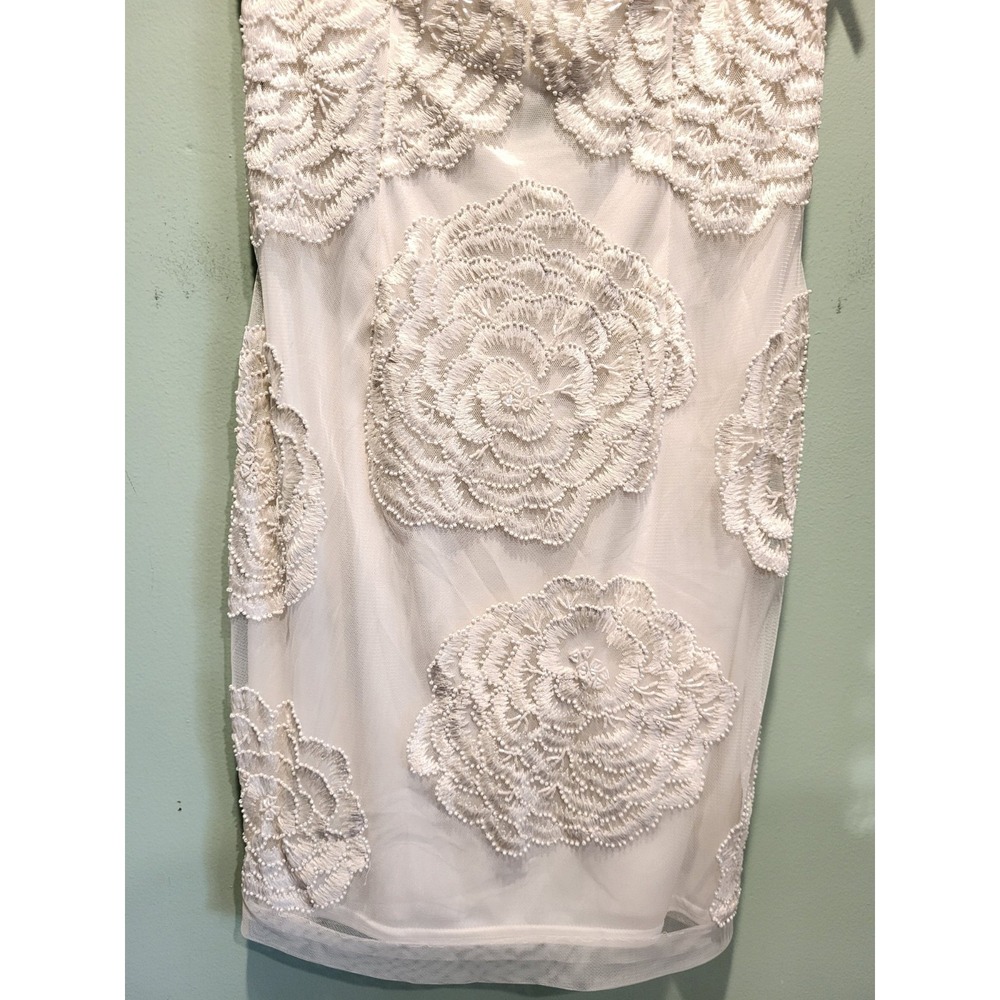 New Sue Wong Nocturne Ivory White Floral Beaded Backless Cap Sleeve Dress Sz 8 - Picture 3 of 11
